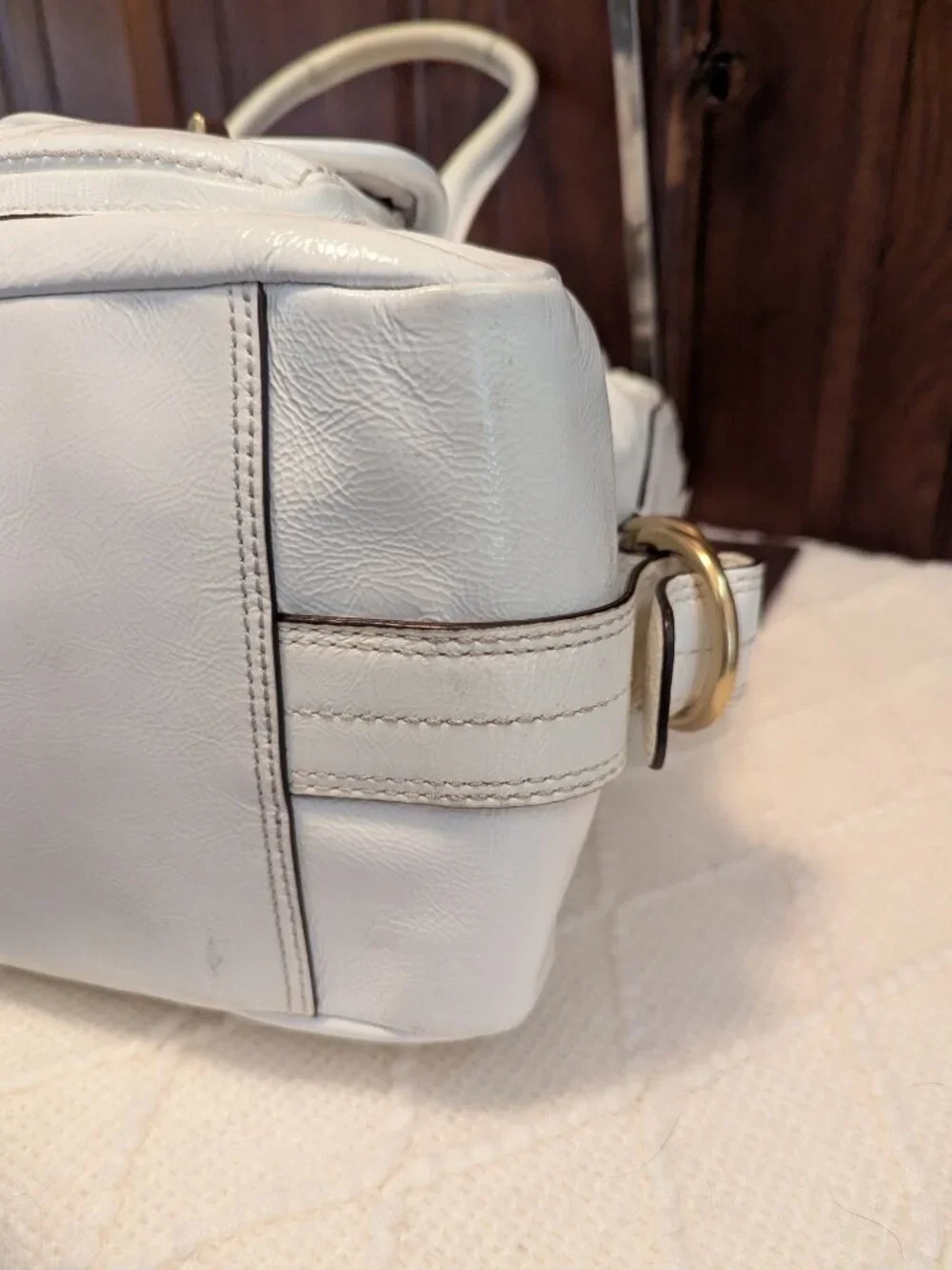Coach F13051 Y2k Limited Edition Peyton Legacy Satchel White Patent Leather
